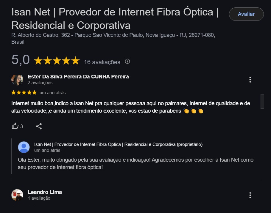 Avaliação Google 3